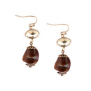 Gold and Brown Beaded Gold Earring