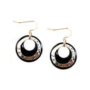 Hammered Gold and Black Ring Double Earrings