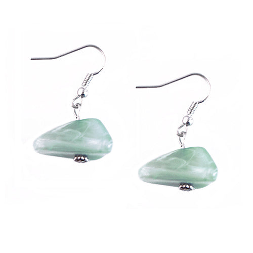 Turquoise Stone Bead Silver Earrings 