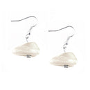 White Stone Bead Silver Earrings 