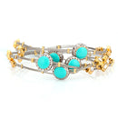 Rhodium Gold-Tone Turquoise Bracelet Set Of 5 Pcs