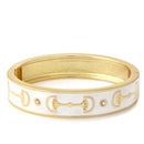 White Epoxy Gold 60 Mm Oval Hinged Bracelet