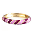 Purple Enamel Mixed Striped Gold Hinged Thin Bracelet