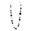 Black and White Beads Gold Long Necklace 