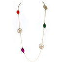 Multi Cut Beads with Gold Wire Design Long Necklace 