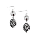 Bead with Black Stripe Silver Danlge Earring