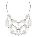 Clear Bead Silver Bib Necklace 