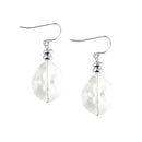 Oval Shape Clear Bead Silver Earrings 