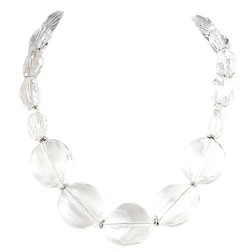 Clear Bead Silver Round Necklace