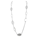 Silver Metal Oval Shape Bead Long Necklace