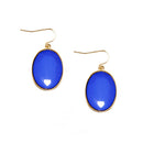 Blue Round Cut Bead Gold Earrings