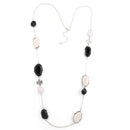 Silver-Tone Metal Black And White Stone Necklace