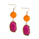 GOLD MULTI COLOR ORANGE AND FUSCHIA EARRINGS