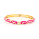 Gold Tone Metal White Crystal Fuschia Hinged Bracelets