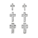 Rhinestone Silver Cross Stud Earrings Set of 3pairs