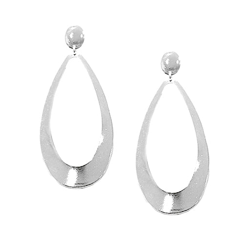 Shiny Silver Pear Shape Earrings 
