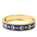 Navy Epoxy Gold 60 Mm Oval Hinged Bracelet