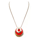 Red and Gold Round MedalPendant Necklace