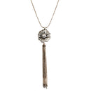 GOLD CRYSTAL GOLD FLOWER WITH RHINESTONE CHARM LONG NECKLACE
