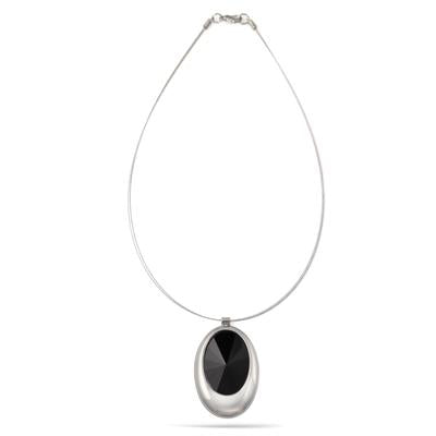 FACETED CRYSTAL OVAL PENDANT  NECKLACE