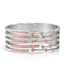 Silver Pink Rhinestone Crystal Hinged Bracelt