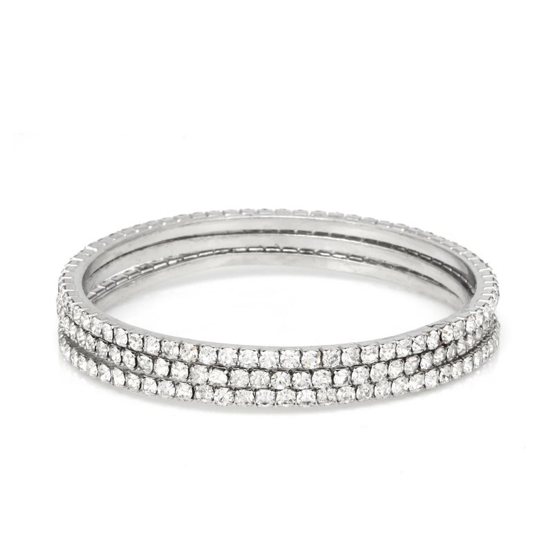 Silver Rhinestones Crystal Bangle