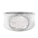 Silver Oval Clear Crystal Faceted Crystal  Hinged Bracelet
