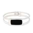 Silver Black Epoxy Hinged Bracelet