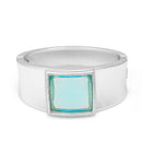 Silver Aqua Blue Faceted Crystal Hinged Bracelet
