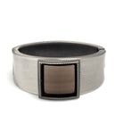 Oxidized Silver Smoky Faceted Crystal Hinged Bracelet