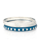 Silver And Blue Epoxy 4Pcs Bangle Set