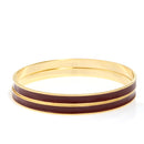 Silver-Brown Epoxy 2Pcs Bangle Set