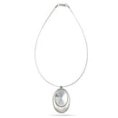 FACETED CRYSTAL OVAL PENDANT  NECKLACE