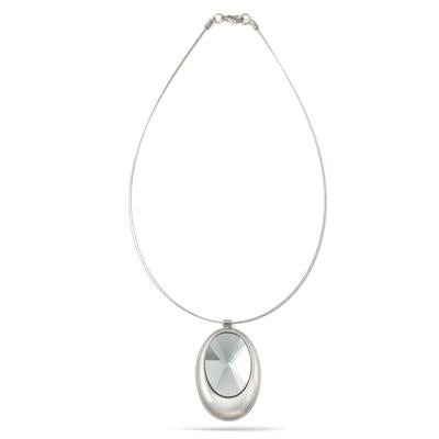 FACETED CRYSTAL OVAL PENDANT  NECKLACE