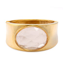 Gold Oval Clear Crystal Faceted Crystal Hinged Bracelet