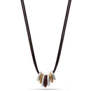 Gold And Silver Round Ring Pendant Brown Cord Necklace