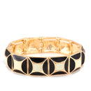 Gold Black And Ivory Epoxy  Stretch Bracelet