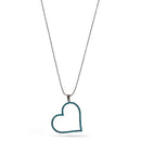 Hematite Aqua Blue Crystal Heart Pendant Adjustable Length Chain Necklace