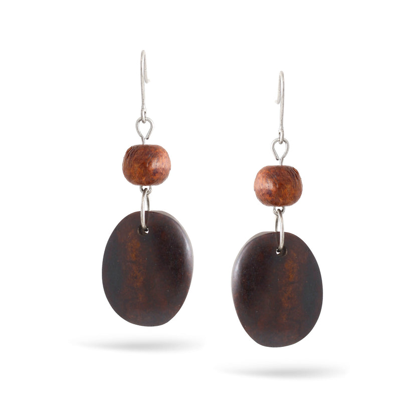 Brown Wood Drop Earrings