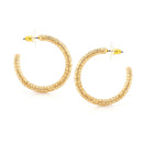 Gold-Tone Metal White Crystal Hoop Earrings