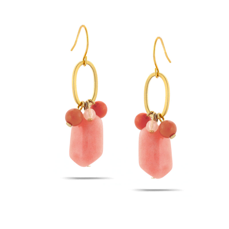 Tazza-Gold-Tone Metal Coral Drop Earrings