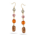Tazza-Gold Tone Metal Natural Mix Beads Drop Earrings