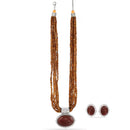 Silver-Tone Metal Brown Earrings And Seed Beads Adjustable Lobster Claw Closure Pendant Necklaces 