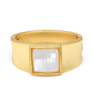 GOLD CLEAR FACETED CRYSTAL HINGED BRACELET