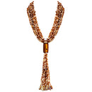 BROWN SEED BEAD TASSEL NECKLACE