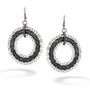 Rhodium And Hematite-Tone Three Row Round Earrings