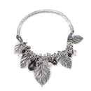 Antique Silver-Tone Metal Leaf Stretch Bracelets