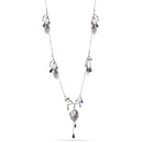 Antique Silver -Tone Metal Leaf Blue Stone Necklace