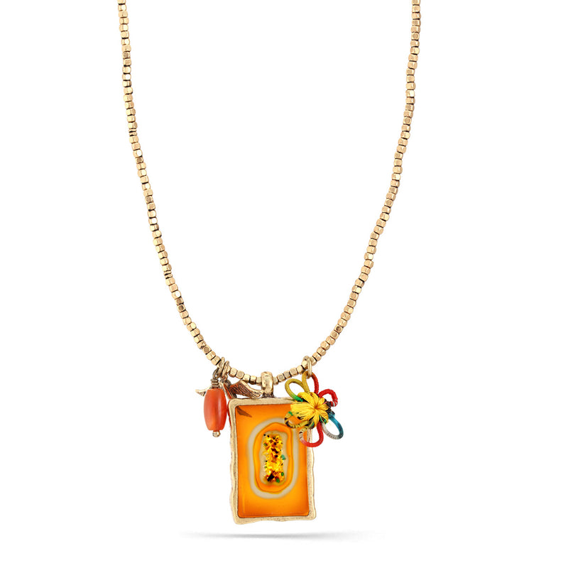 Gold-Tone Metal Orange Pendant Charm Necklace