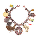 Gold-Bronze-Tone Metal Charms Wrap Around Bracelets